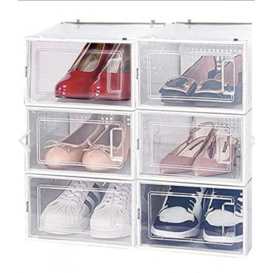 6-Piece Transparent Plastic Shoe Rack