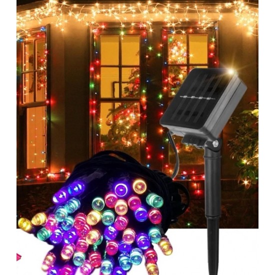 Solar Led Colorful Christmas Light 100 Leds 12 meters