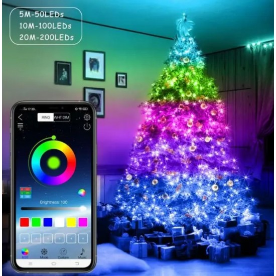 Symphony Bluetooth App Controlled Remote Sound Sensitive Led Christmas Light (5 Meters&50 Lamps) 