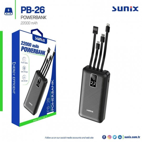 Sunix PB26 Multi Çıkışlı 22000 mAh Powerbank 