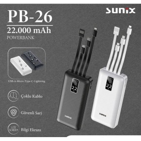 Sunix PB26 Multi Çıkışlı 22000 mAh Powerbank 