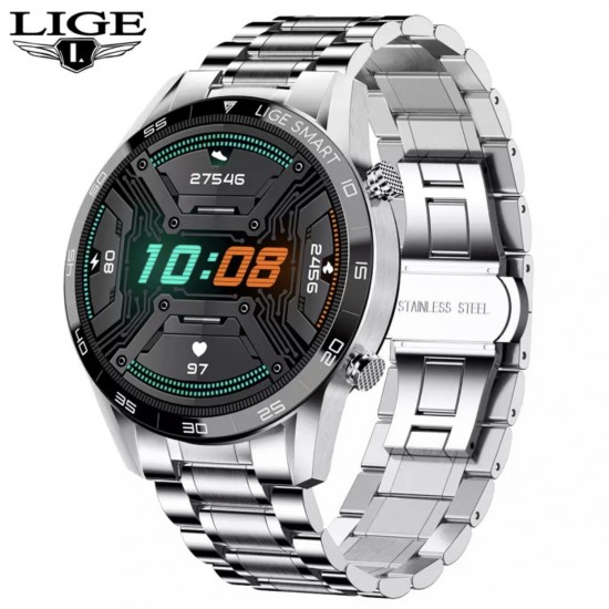 LIGE BW0189 Stainless Steel Bluetooth Call Smart Watch