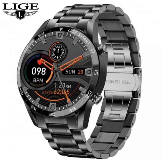 LIGE BW0189 Stainless Steel Bluetooth Call Smart Watch