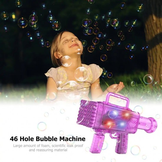 46 Holes Battery Colorful Led&Voice Bubble Gun