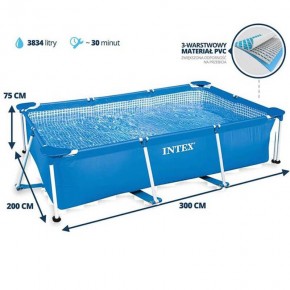 Intex 300x200x75 cm Rectangular Metal Frame Swimming Pool 28272