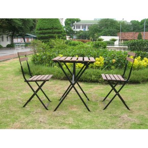 Folding Wooden Bistro Garden Table and Chair Set For 2 Persons 60x60 cm
