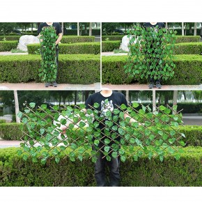 Telescopic Wooden Artificial Leaf Decoration Fence  