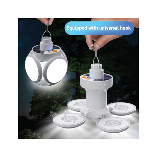 Foldable Solar and USB Rechargeable Emergency Lamp