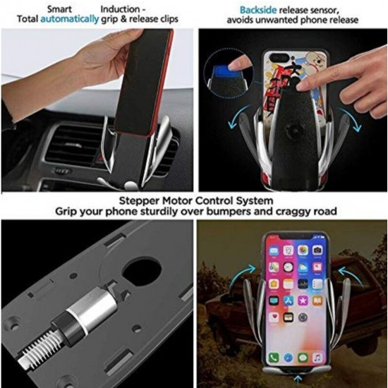 Wireless Charger S5 Automatic Clamping Fast Charging Phone Car Holder