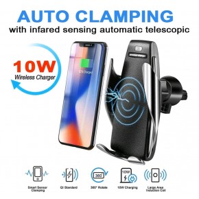 Wireless Charger S5 Automatic Clamping Fast Charging Phone Car Holder