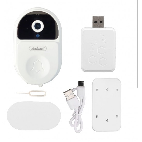 Andowl 4K Video Wireless Doorbell - White