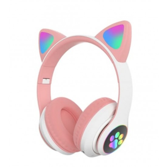 Andowl Wireless Cat Ear Headset Led w/Mic Headphones 