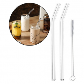  Set of 2 Brushed Glass Straws
