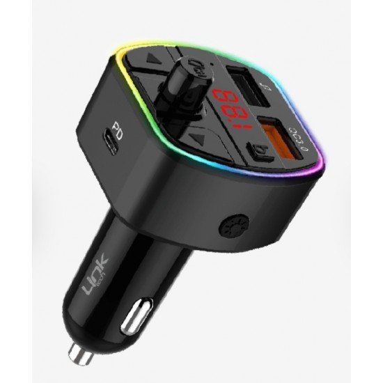 Link Tech GP14 Premium Triple Charging PD & QC3.0 38w 5.0 Bluetooth FM Transmitter