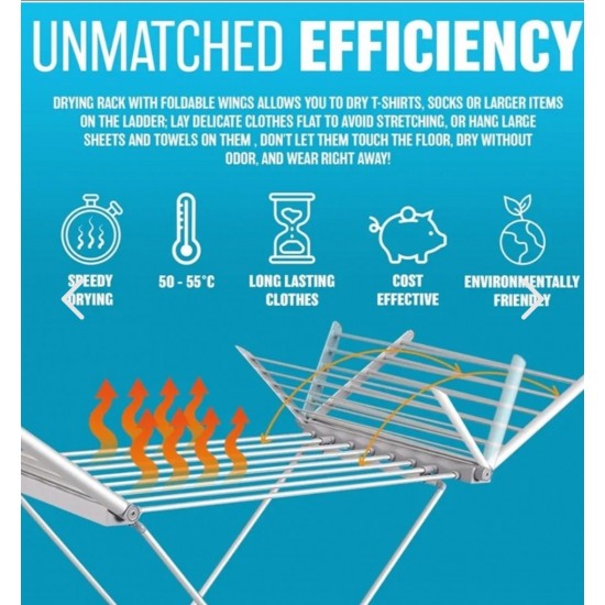 Kingavon 20 Bar Wing Electric Heated Drying Wire L147 x W54 x H94cm