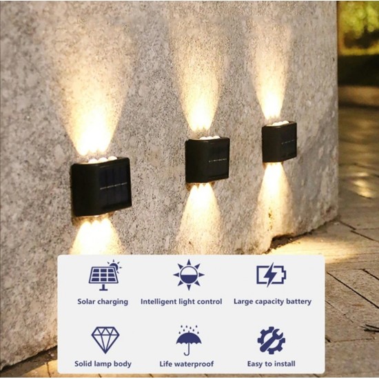 2 Pieces Solar Double Sided LED Wall Lamp