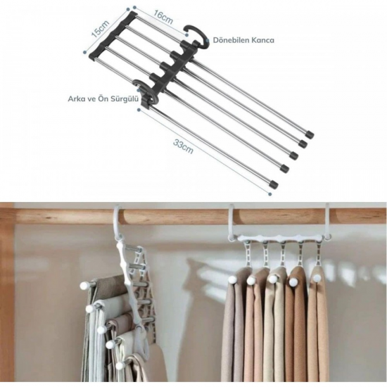 5-PIECE MOVABLE TROUSERS HANGER