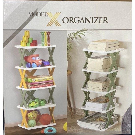 Model X 5 Tier Decorative Patterned Organizer & Shoe Rack & Shelf