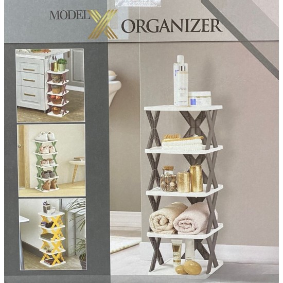 Model X 5 Tier Decorative Patterned Organizer & Shoe Rack & Shelf