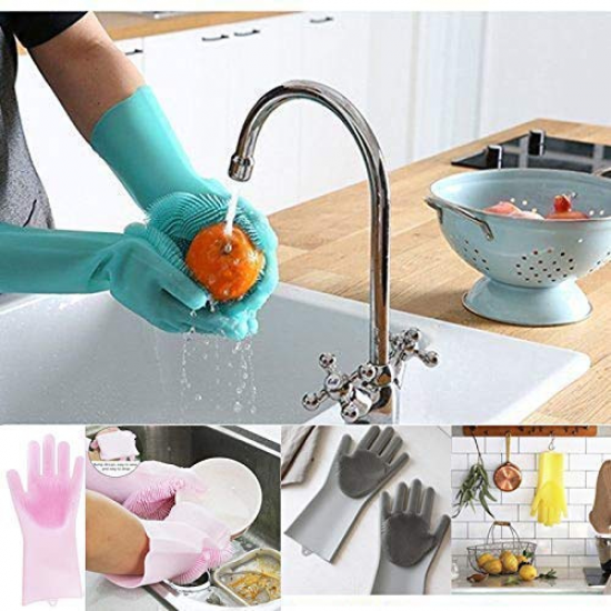 2 PIECES SILICONE DISHWASHING GLOVES