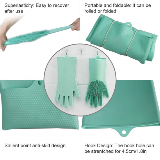 2 PIECES SILICONE DISHWASHING GLOVES