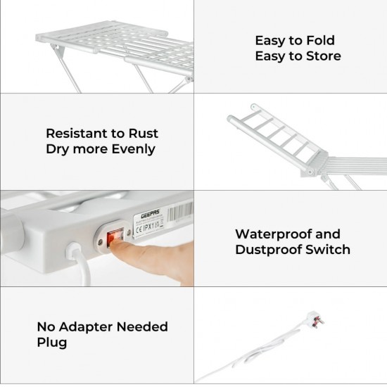 Geepas Energy-Efficient Folding Heated Clothes Airer 230W