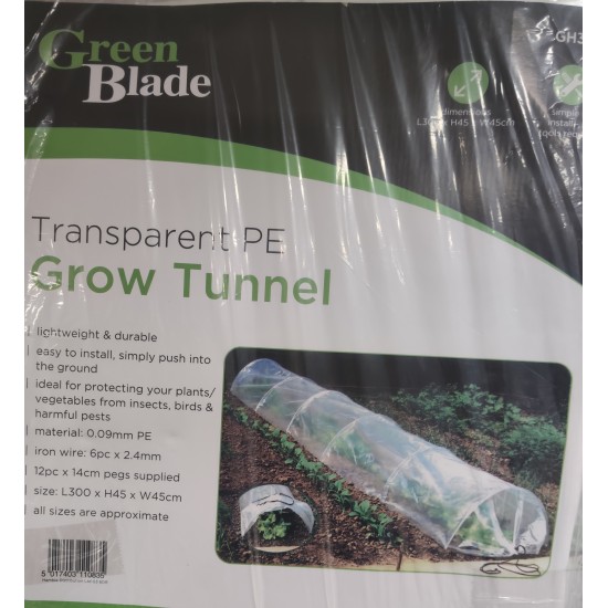 Green Blade Transparent PE Grow Tunnel 3 meters