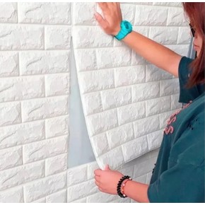 Adhesive 3D Brick Pattern Wall Sticker White 70/77cm