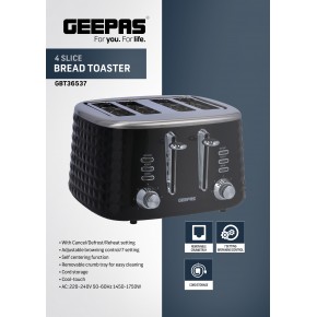 Geepas GBT36537 4 Slice Bread Toaster