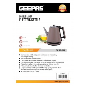 Geepas GK38012 Double Layer Electric Kettle 1.2L