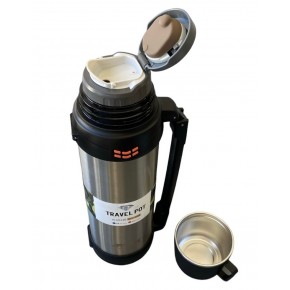 Travel Pot 2.5 Lt Thermos with Glass, 10 Hour Effective, Inox