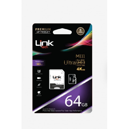 Linktech M111 Premium Micro SD 4K Ultra 64 GB Memory Card