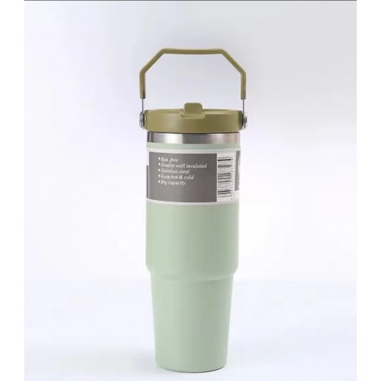 Twist-Open Straw Stainless Steel 0.89 Liter Tumbler Thermos  