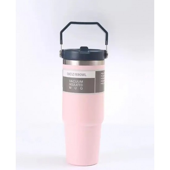 Twist-Open Straw Stainless Steel 0.89 Liter Tumbler Thermos  