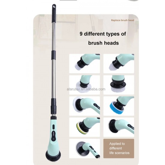 9 in 1  Adjustable Rechargeable Telescopic Brush Scrubber