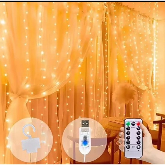 Curtain Hook Remote Led Colorful Christmas Light (3x3m)