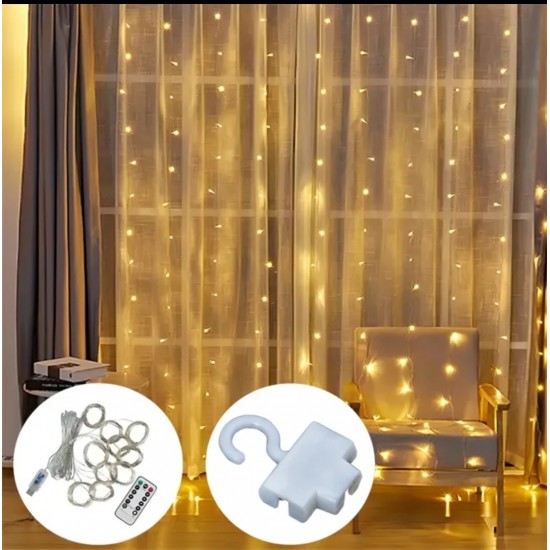 Curtain Hook Remote Led Colorful Christmas Light (3x3m)