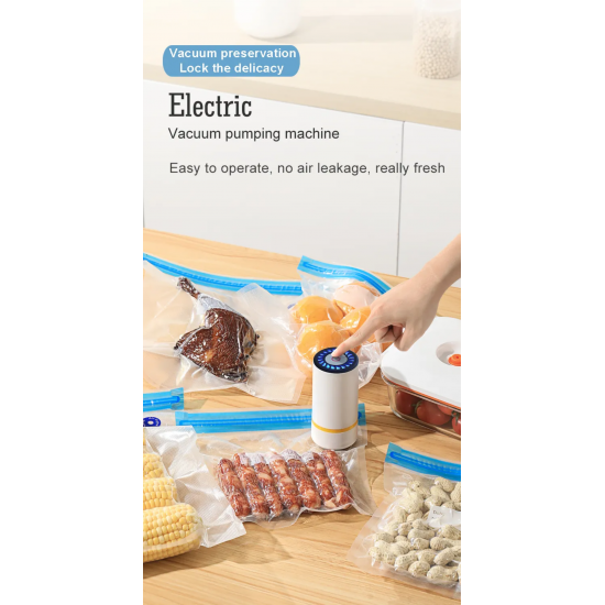 Rechargeable Mini Vacuum Machine (1 Pack of 10 16x22cm Special Vacuum Bags as a Gift)