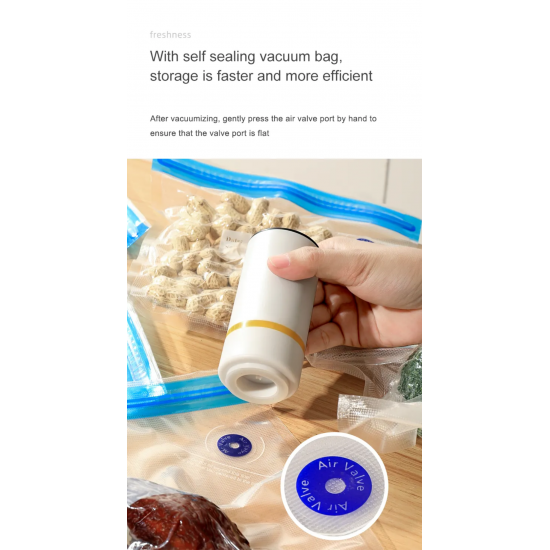 Rechargeable Mini Vacuum Machine (1 Pack of 10 16x22cm Special Vacuum Bags as a Gift)