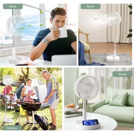 8" Rechargeable Portable Telescopic Fan + Night Light 