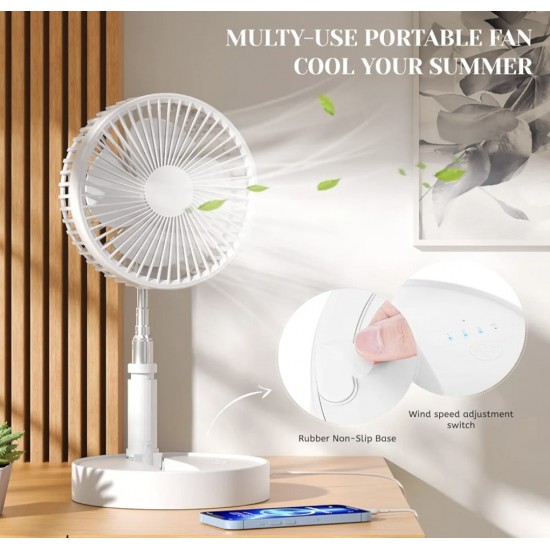 8" Rechargeable Portable Telescopic Fan + Night Light 