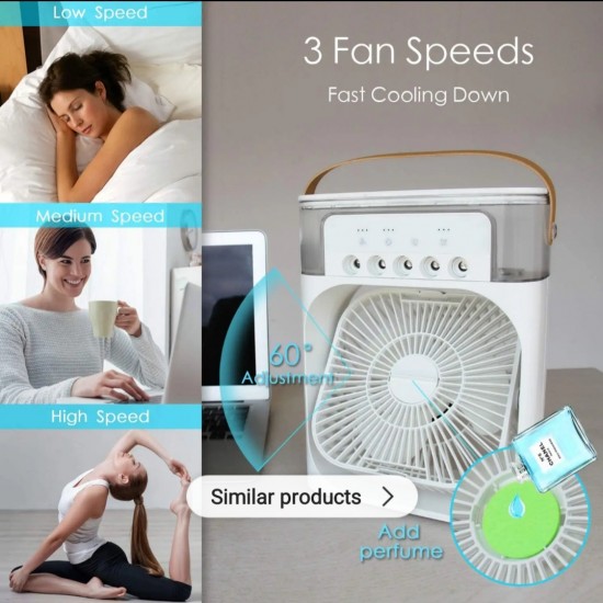 Air Cooler Ice Air Blower Led Light Usb Portable Fan