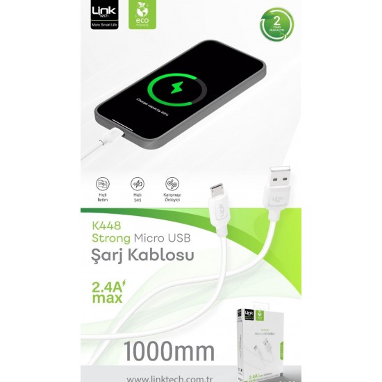 Linktech K448 Strong Micro USB Data/ Charge Cable 1mt 2.4A