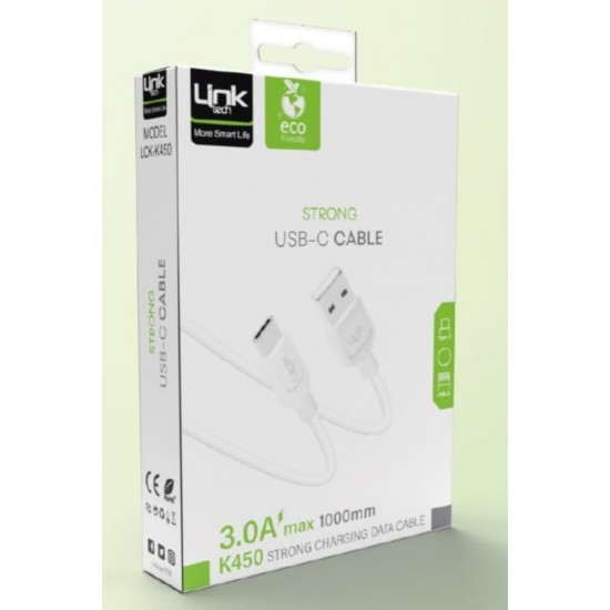 LinkTech K450 Strong 3A USB-Type-C Data/Charge Cable 1mt