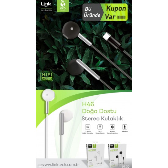 Linktech H46 In-Ear Type-C Wired Headphones with Microphone