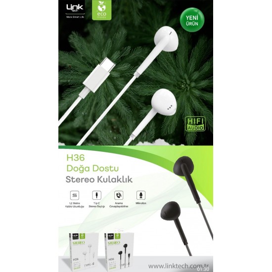 Linktech H36 In-Ear Type-C Wired Headphones with Microphone