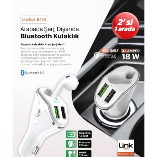 Linktech B450 Airpods Headphones and Qualcomm QC 3.0 Car Charger