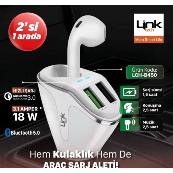 Linktech B450 Airpods Headphones and Qualcomm QC 3.0 Car Charger