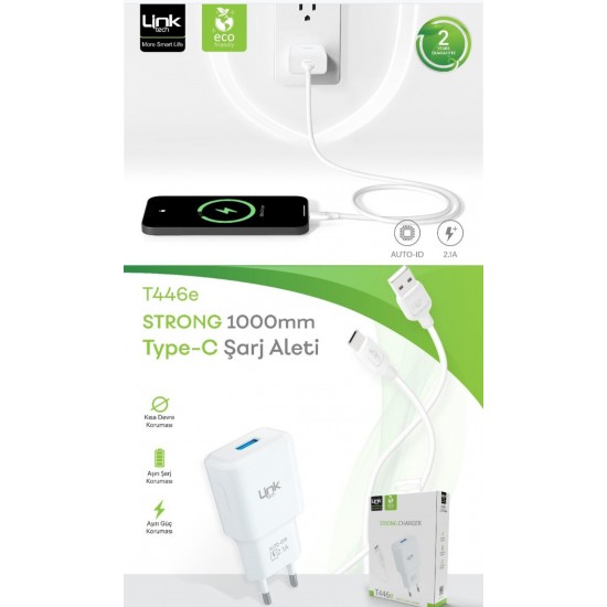 Linktech T446e Strong Eco-Friendly 2.1A Type-C Cable Charger