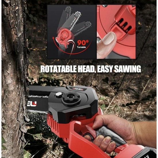 6 Inch Rechargeable Pruning Saw with 3000mah Double Battery and Three Chains